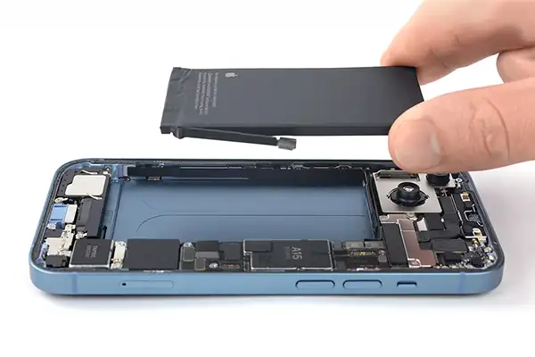 Image of Sun City Cell Phone Repair shop, showcasing battery replacement services for iPhones and Android devices.